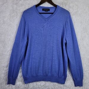 Harrison‎ Davis Men's V Neck Sweater Size Large 100% Merino Wool Light Blue